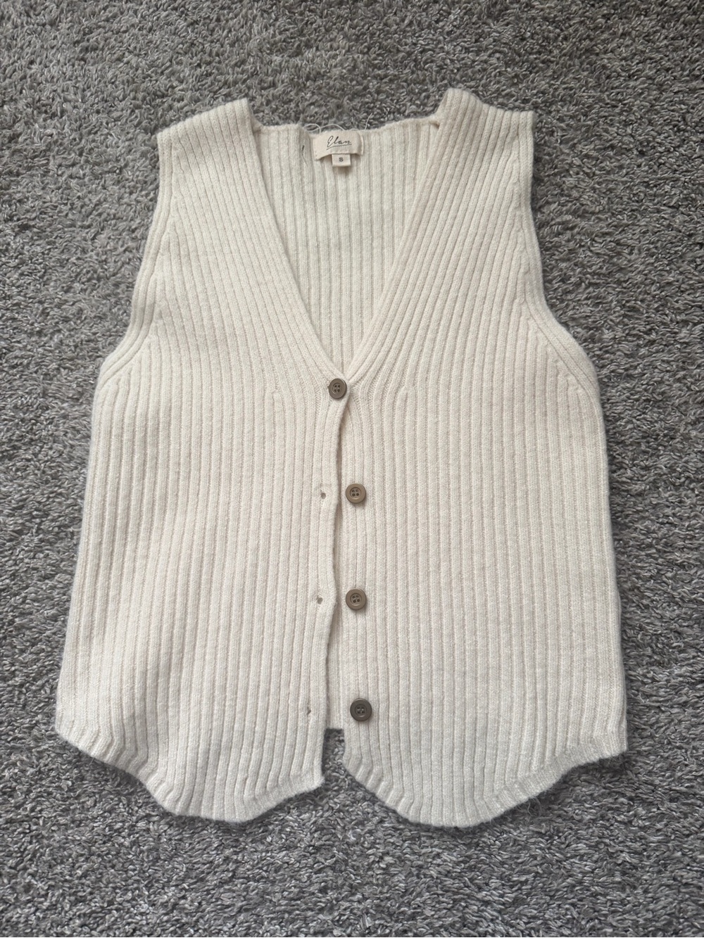 Elan Cream Ribbed Button-Front Knit Tank Vest